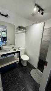 a bathroom with a white toilet and a sink at Euphorbia in Cuchilla Alta +4 photos