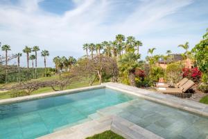 an infinity pool with palm trees and palm trees at The Ritz-Carlton Tenerife, Abama in Guía de Isora