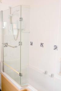 a shower with a glass door in a bathroom at THE CHADWICK in Skegness
