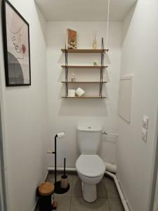 ein Bad mit einem weißen WC in einem Zimmer in der Unterkunft Cozy apartment near Paris in Clamart