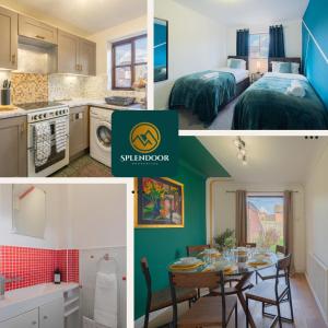 a collage of pictures of a kitchen and a dining room at 5 bed house in Banbury with Free Parking in Banbury