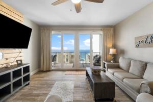 A seating area at Laketown Wharf #1411 by Nautical Properties