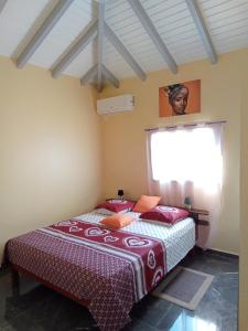 a bedroom with a bed and a window at Villa LANDREVA in Anse-Bertrand