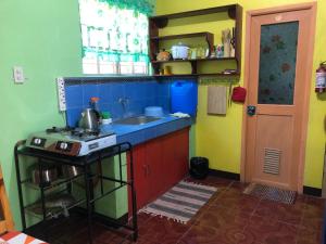 małą kuchnię ze zlewem i kuchenką w obiekcie Quiet Garden Home w mieście Molino