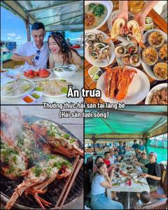 un collage di immagini di un pasto a base di pesce di Homestay Đảo Phú Quý-White Sand House a Cu Lao Thu