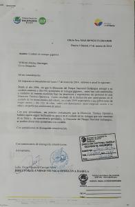 a letter from the embassy of nigeria with a document at Campo Duro Ecolodge in Puerto Villamil