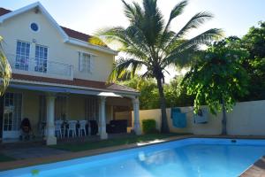 una casa con una palma e una piscina di Societe Brick ad Albion