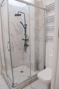 eine Duschkabine im Bad mit WC in der Unterkunft 2BR Boulevard 90 in Taschkent
