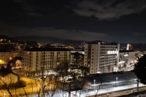 維也納的住宿－Vienne centre maison entière 7 mn à pied avec vue，享有夜间城市景观和建筑