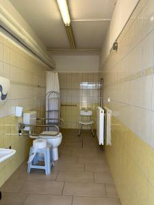 a bathroom with a tub and a sink and a toilet at Mobilna Hiška Roža - vključene kopalne karte in Moravske Toplice