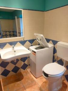 埃爾韋魯埃科的住宿－Alojamiento Antigua Casa de Telefonos，一间带卫生间和水槽的浴室