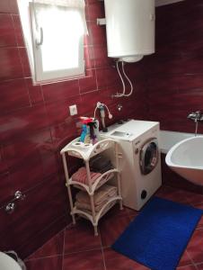 La salle de bains est pourvue d'un lave-linge et d'un lavabo. dans l'établissement Apartman AMY, à Jajce