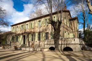 アヴィニョンにあるAuberge de la Treille - Chambres d'Hôtesの木の目の前の古い建物