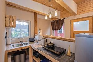 a kitchen with a sink and a counter top at Sturmmöwe - 96466 in Ueckeritz