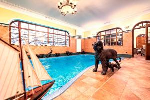 a large dog standing next to a swimming pool at Regent Club Vila Tereza in Martinske Hole