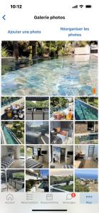 un collage de photos d'une piscine dans l'établissement COTTAGE MARIN avec VUE MER, à Nice