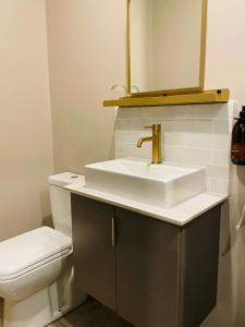 a bathroom with a sink and a toilet at Executive Studio Apartment in Sandton in Johannesburg