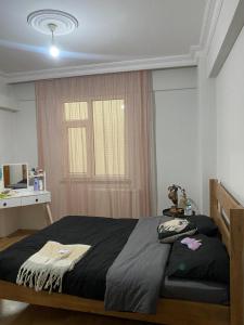 a bedroom with a large bed and a window at Kiralık in Istanbul