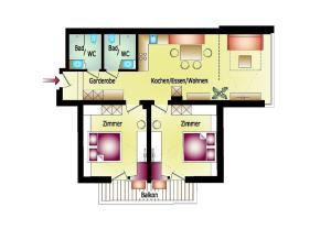 Plán poschodí v ubytovaní Apartmentwohnung mit Balkon für sechs Personen