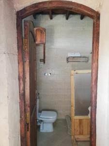 a bathroom with a white toilet in a room at Qasr El Bagawat Hotel in ‘Ezbet Halfa
