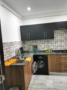 a kitchen with a sink and a washing machine at APPARTEMENT AMINE in Delmonte