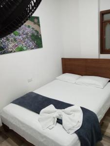 sypialnia z łóżkiem z łukiem w obiekcie Hotel Torrado w mieście Ocaña