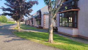a row of buildings with trees and a street at Gold Coast Resort Dungarvan in Dungarvan