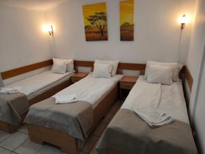 a room with two beds and two trunks at Vila Chesa in Corunca