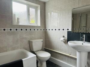 a bathroom with a white toilet and a sink at Falcon - 2 Bedroom Ground floor flat in Central London in London