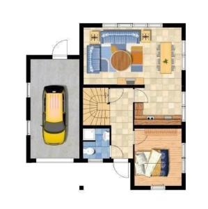 a drawing of a floor plan of a house at Ferienhaus für 8 Personen ca 200 qm in Slupecna, Böhmen Moldau in Lipno nad Vltavou