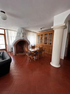 un soggiorno con camino e parete di Ampio Appartamento con vista “Casa Magro” a Tirano