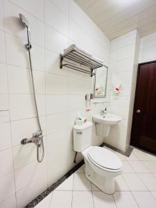 a bathroom with a toilet and a sink at 享樂時光親子民宿 in Tainan