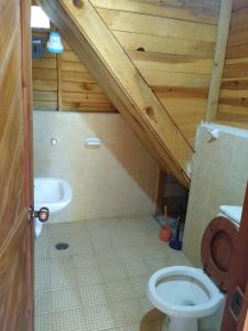 ein Bad mit einem WC und einem Waschbecken in der Unterkunft La morada del amigo in La Trinitaria