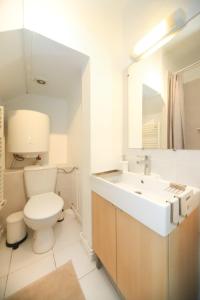 a bathroom with a toilet and a sink and a mirror at Le Triompha Montpellier Proche Arc de Triomphe in Montpellier +5 photos