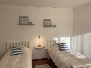 two beds sitting next to each other in a room at Las Marias house in Mendoza