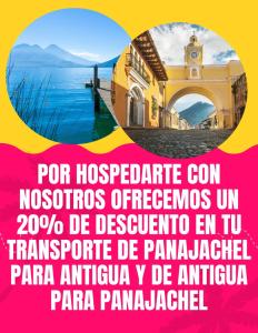 a poster for a concert of panoramic views of the island of panos at Hostal Dulces Sueños in Panajachel
