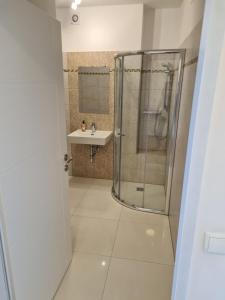 a bathroom with a shower and a sink at GardenLoft no4 - enjoy in Vienna