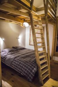 a bedroom with a bunk bed and a ladder at K'banalours in Sallanches