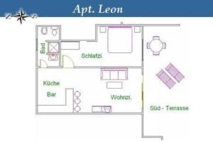 Plán poschodí v ubytovaní Modern eingerichtete Wohnung mit einem Schlafzimmer und Terrasse