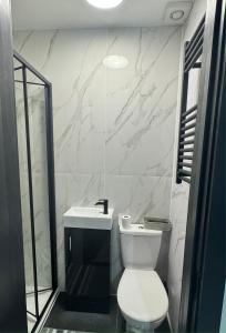 普拉姆斯特德的住宿－P Williams Plumstead，浴室配有白色卫生间和盥洗盆。