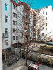 Ein Baum vor einem hohen Gebäude in der Unterkunft W Apartment - Brigittenau Area MM10 in Wien