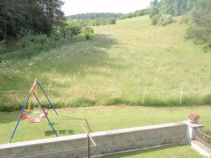 a swing set in a yard with a hill at Ferienwohnung für 4 Personen ca 80 qm in Niederehe, Rheinland-Pfalz Naturpark Vulkaneifel in Niederehe