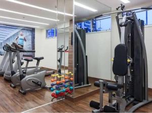 Γυμναστήριο ή/και όργανα γυμναστικής στο Flat no S4 Hotel em Águas Claras