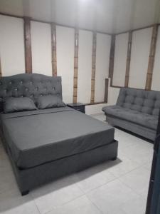ein Schlafzimmer mit einem Bett und einem Sofa darin in der Unterkunft APARTA ESTUDIO DONDE ANITA in Salento