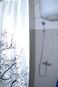 a shower in a bathroom with a shower curtain at Élégant Studio in Meknès