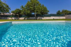 a pool of blue water with a tree in the background at Villa Anavi mit privatem Pool und großem Garten in Barban