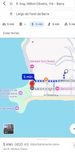 a screenshot of a google maps page with a bus at FAROL DA BARRA 2/QUARTOS in Salvador