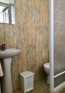 a bathroom with a sink and a toilet at NASS Bed & Breakfast in Cuenca