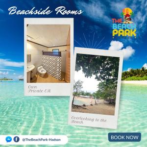 Lapu Lapu City的住宿－Beach Side Room The Beach Park-Hadsan，海滩和海洋图片的拼合
