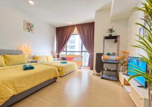 Beauty MRT-Linked Unit, DSara Sentral SOVO #DS3客房内的一张或多张床位